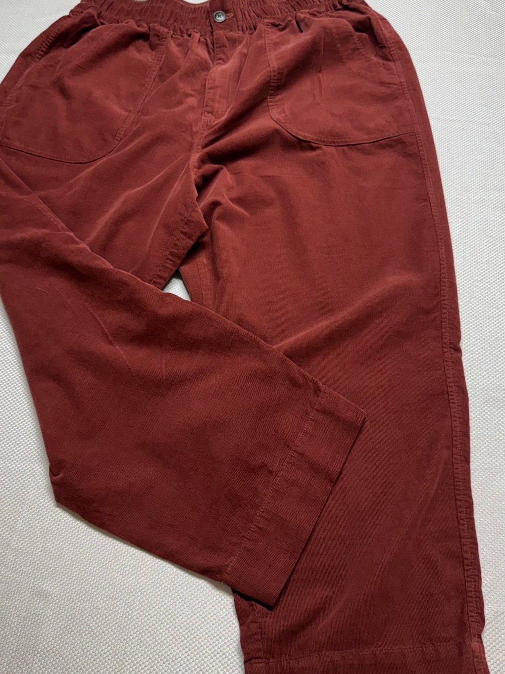 Madewell Wide-Leg Corduroy Pants in Rust Red